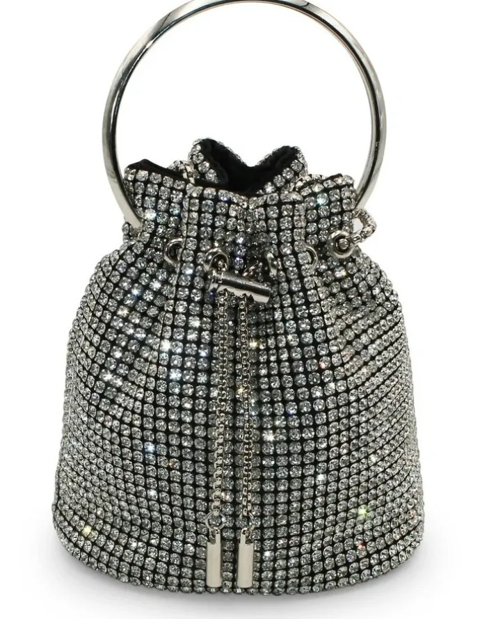Morgan & Taylor Aarya Top Handle Bucket Bag in Silver