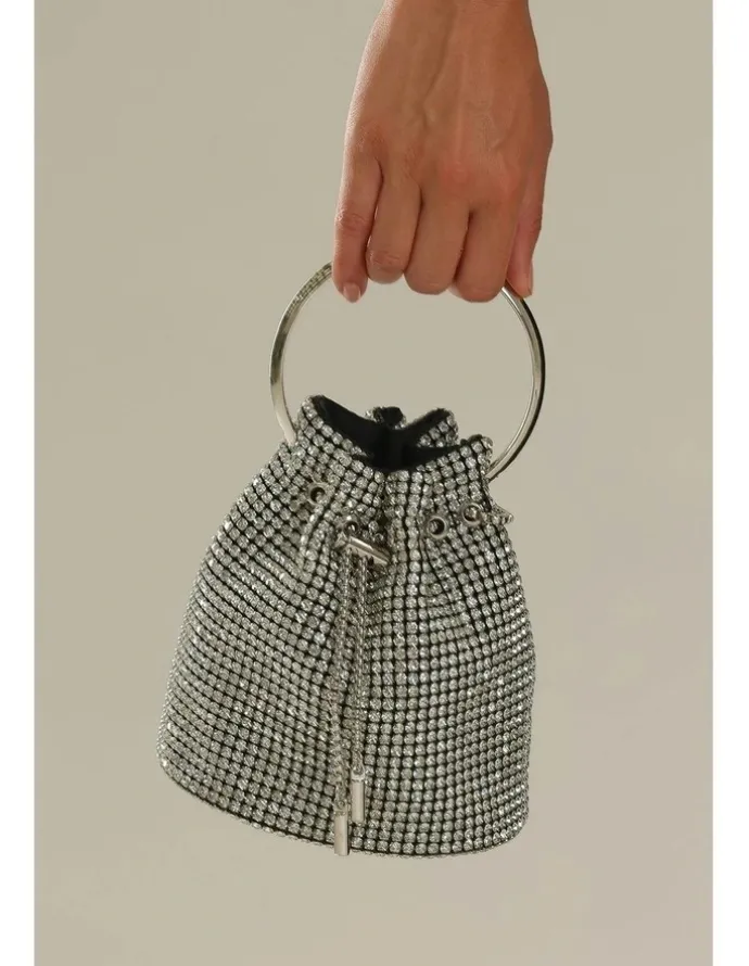 Morgan & Taylor Aarya Top Handle Bucket Bag in Silver