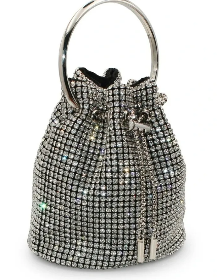 Morgan & Taylor Aarya Top Handle Bucket Bag in Silver