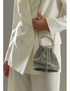 Morgan & Taylor Aarya Top Handle Bucket Bag in Silver