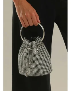 Morgan & Taylor Aarya Top Handle Bucket Bag in Silver