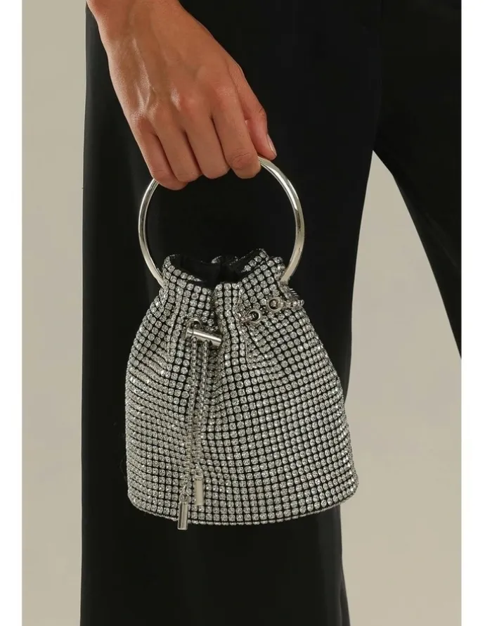 Morgan & Taylor Aarya Top Handle Bucket Bag in Silver