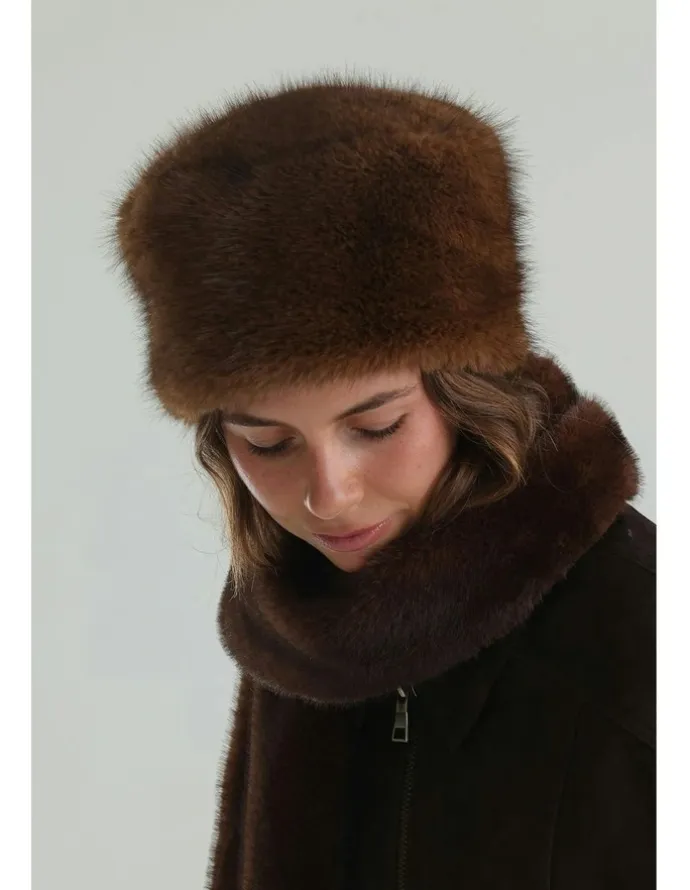 Morgan & Taylor Elaina Faux Fur Cossack Hat in Brown