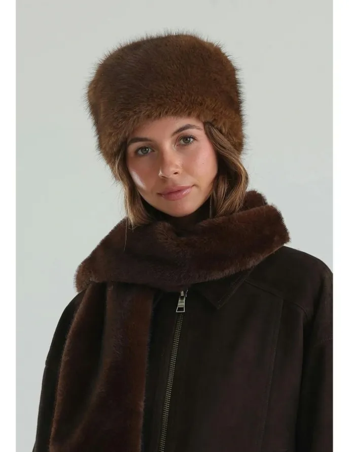 Morgan & Taylor Elaina Faux Fur Cossack Hat in Brown