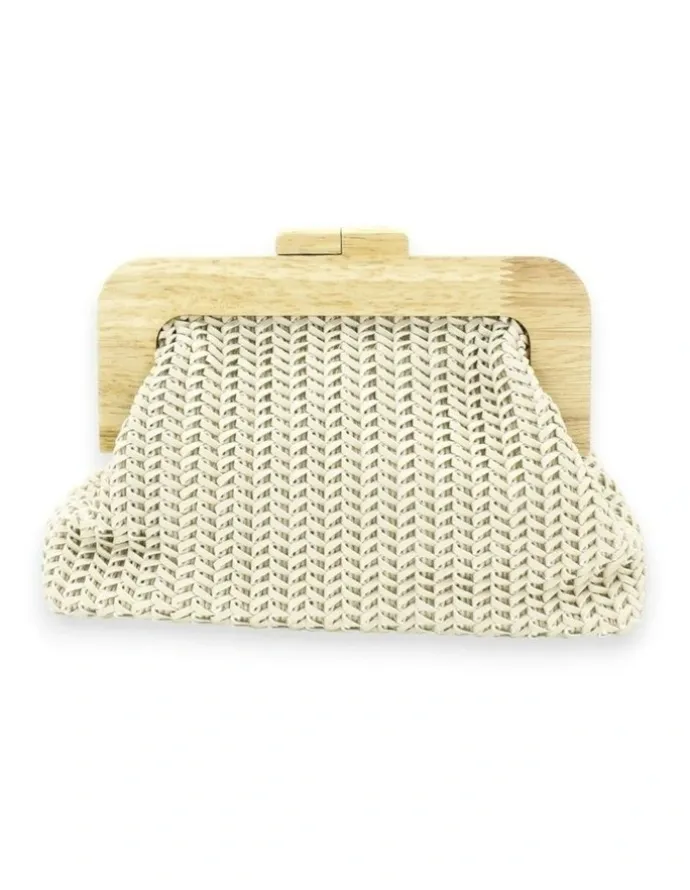 Morgan & Taylor Erica Woven Clutch in Beige