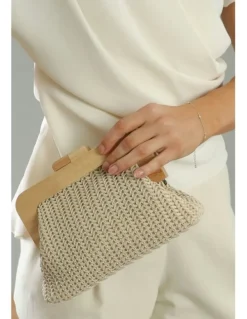Morgan & Taylor Erica Woven Clutch in Beige