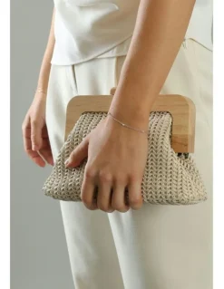 Morgan & Taylor Erica Woven Clutch in Beige