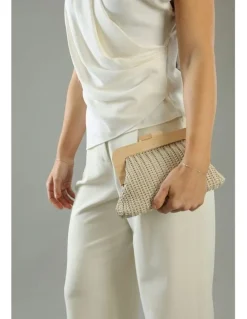 Morgan & Taylor Erica Woven Clutch in Beige