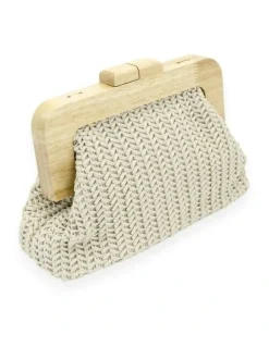 Morgan & Taylor Erica Woven Clutch in Beige