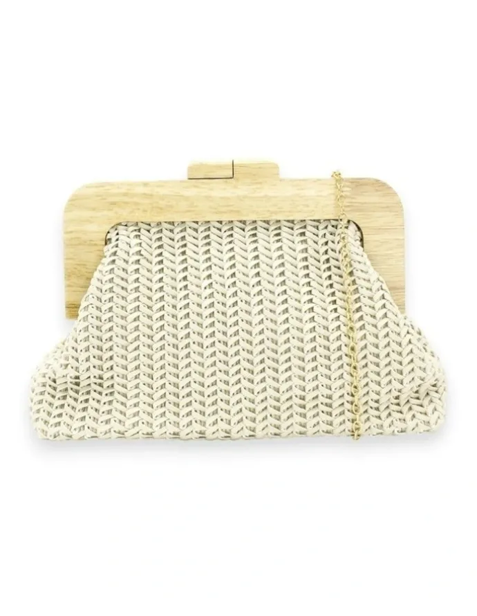 Morgan & Taylor Erica Woven Clutch in Beige