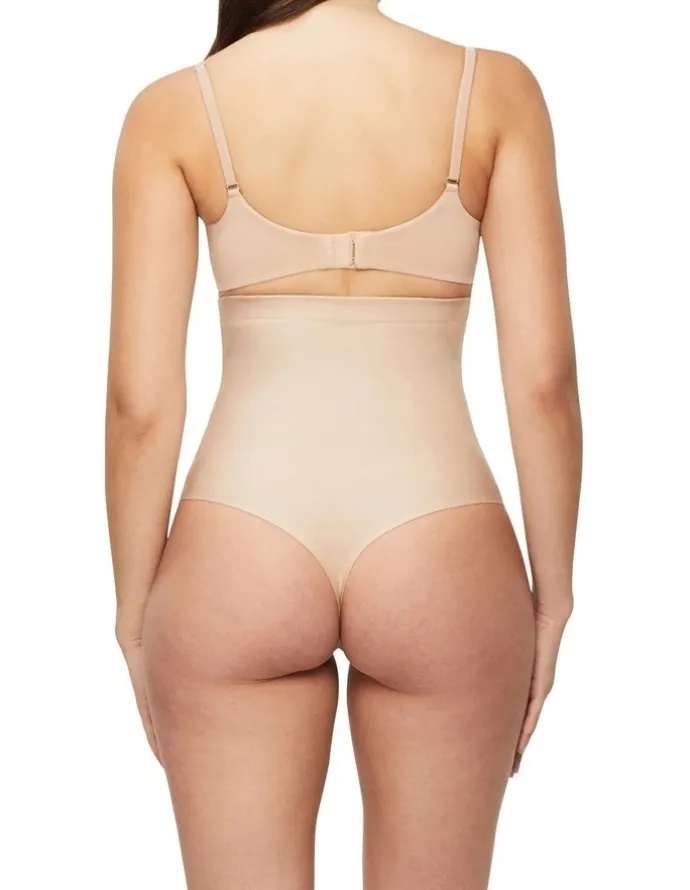Nancy Ganz X-Factor High Waisted Thong Brief in Warm Taupe
