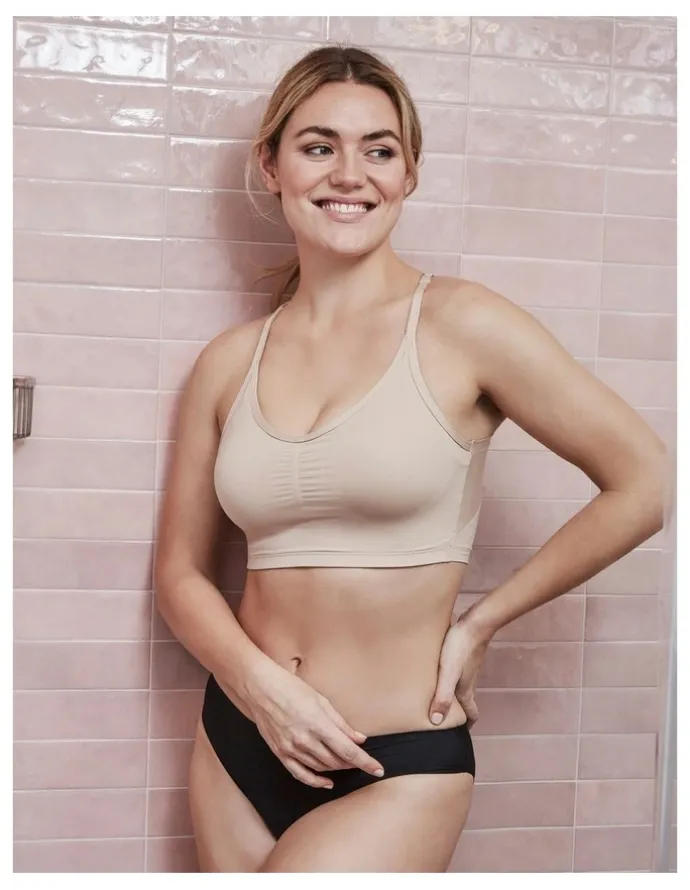 Naomi & Nicole No 'Side Show' Crop Top Style Shapewear Bralette in Warm Beige