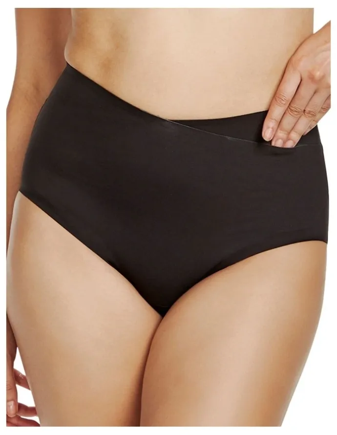 Naomi & Nicole Real Smooth Wrap Front High Waist Shaping Brief in Black