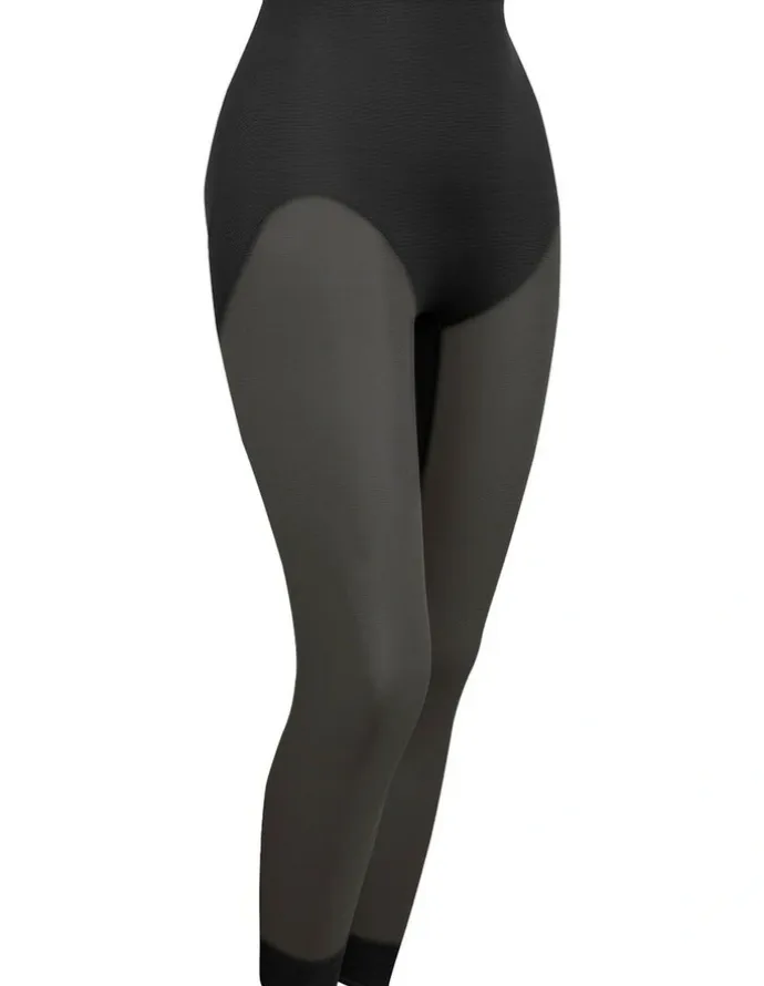 Naomi & Nicole Sheer Comfort Rear Lifting Shaper Leggings in Black