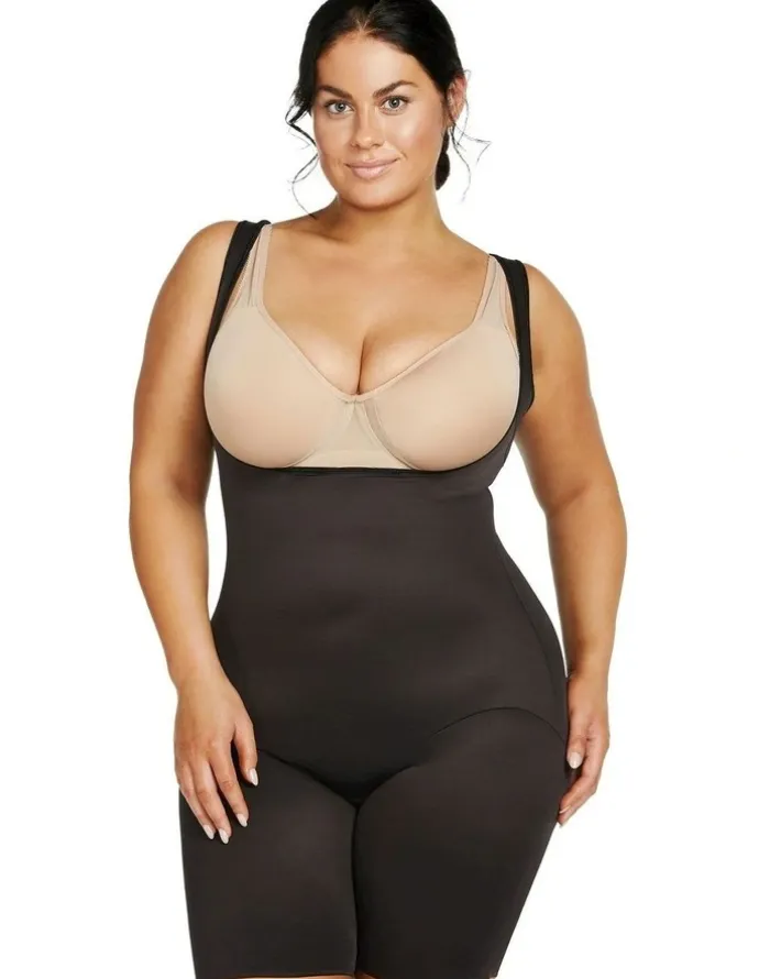 Naomi & Nicole Unbelievable Comfort Plus Size Torsette Full Body Shaper in Black