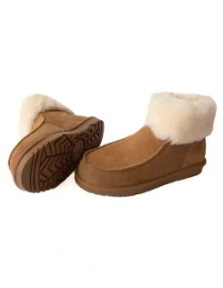 Naturally Sheepskins Slipper with a Plush Sheepskin Wool Cuff in Tan