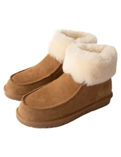 Naturally Sheepskins Slipper with a Plush Sheepskin Wool Cuff in Tan