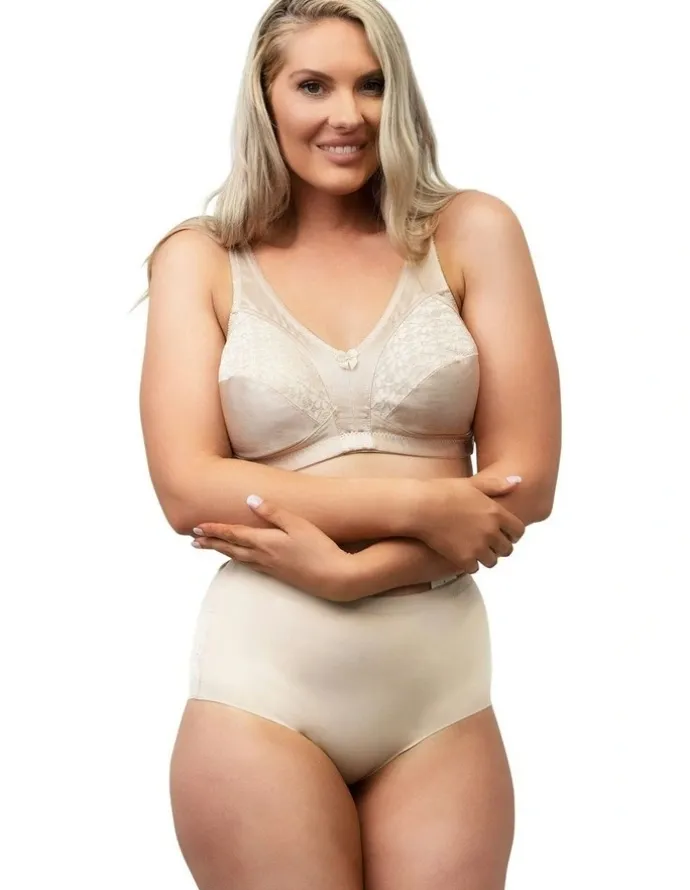 Naturana High Waist Shapewear Brief With Lace in Beige
