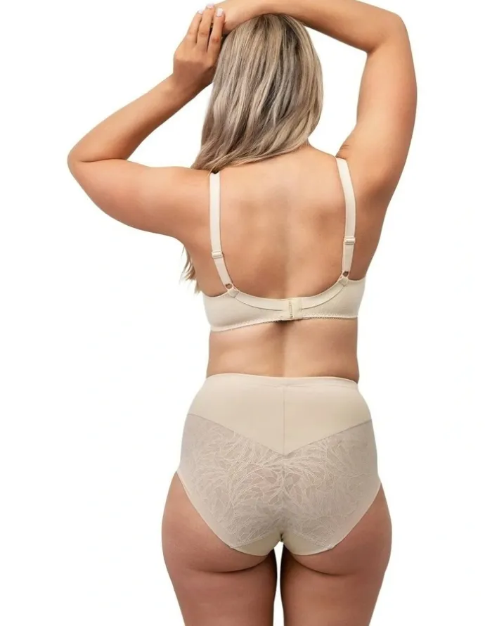 Naturana High Waist Shapewear Brief With Lace in Beige