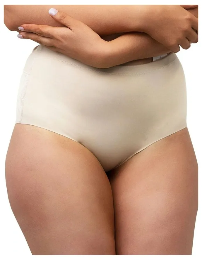 Naturana High Waist Shapewear Brief With Lace in Beige
