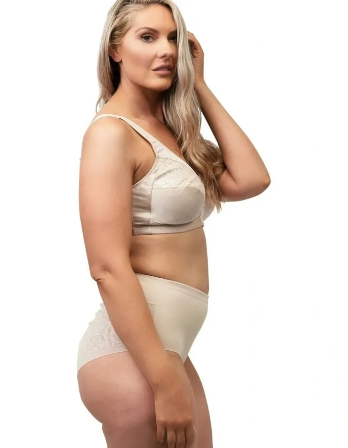 Naturana High Waist Shapewear Brief With Lace in Beige