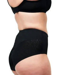 Naturana High Waist Shapewear Brief With Lace in Black