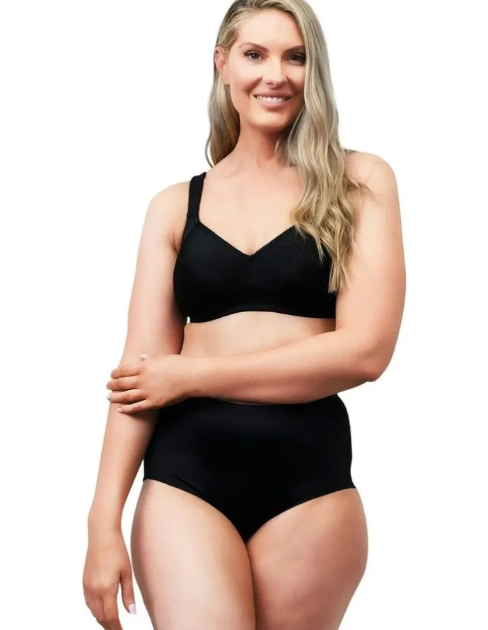 Naturana High Waist Shapewear Brief With Lace in Black