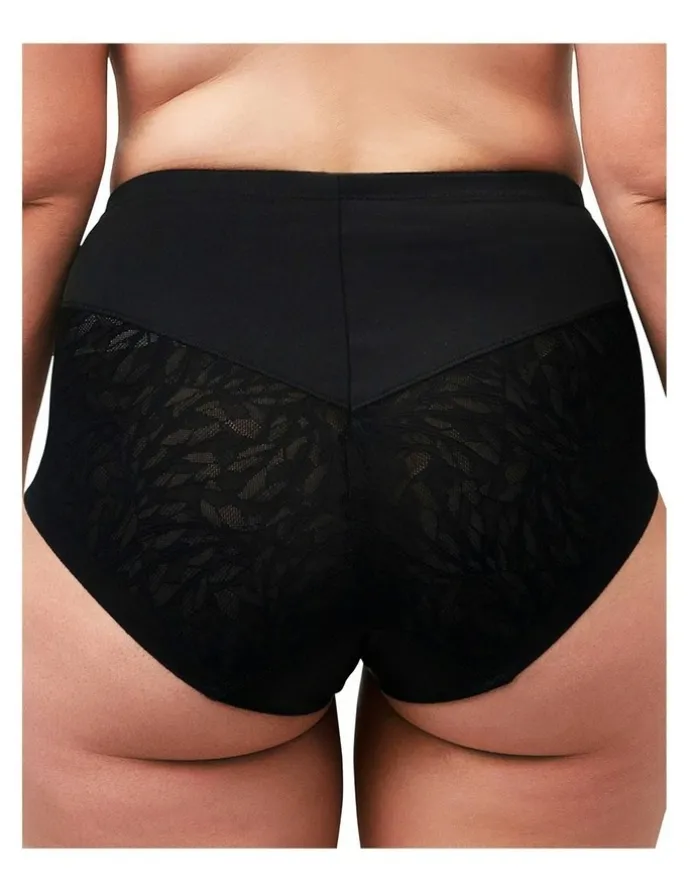 Naturana High Waist Shapewear Brief With Lace in Black