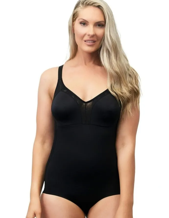 Naturana Minimiser Cup Shaping Bodysuit with Lace in Black