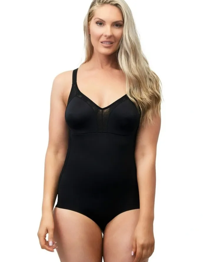 Naturana Minimiser Cup Shaping Bodysuit with Lace in Black