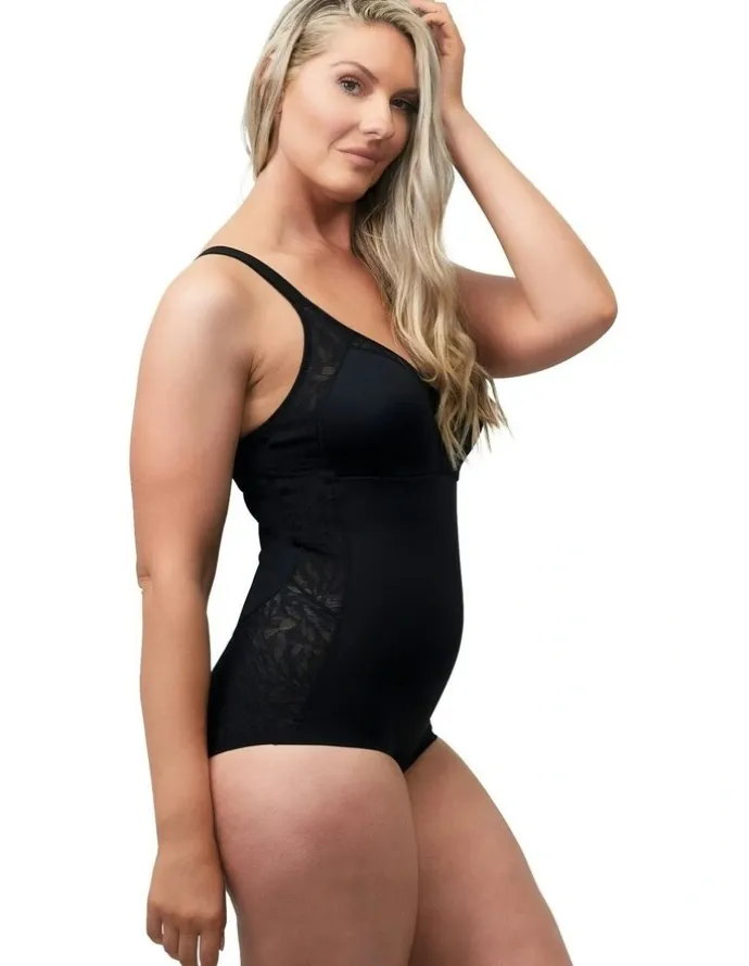 Naturana Minimiser Cup Shaping Bodysuit with Lace in Black
