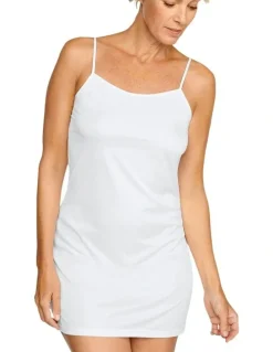 Naturana Spaghetti Strap Underskirt Lingerie Slip Dress in White