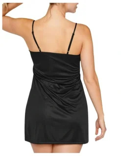Naturana Spaghetti Strap Underskirt Lingerie Slip Dress in Black
