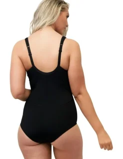 Naturana Wirefree Opaque Shaping Bodysuit with Mesh in Black