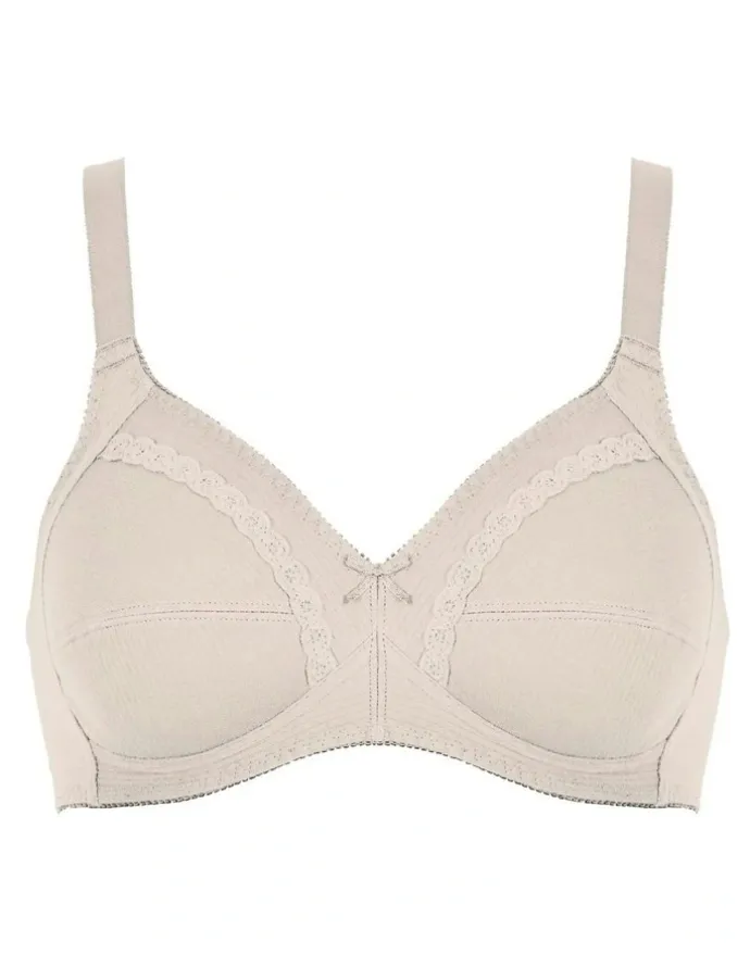 Naturana Wirefree Ribbed Pure Cotton Bra in Beige