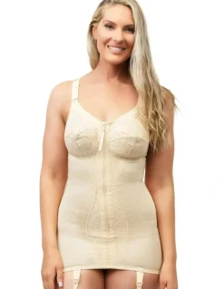 Naturana Zip Front Firm Control Lace Corselette Bodyshaper in Beige