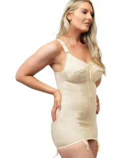 Naturana Zip Front Firm Control Lace Corselette Bodyshaper in Beige
