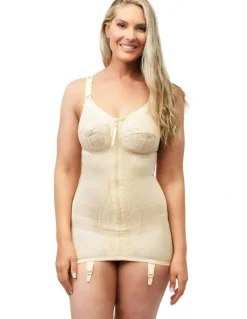 Naturana Zip Front Firm Control Lace Corselette Bodyshaper in Beige