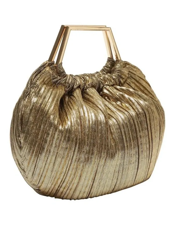 Nina Allison Bag in Dark Gold Pleat