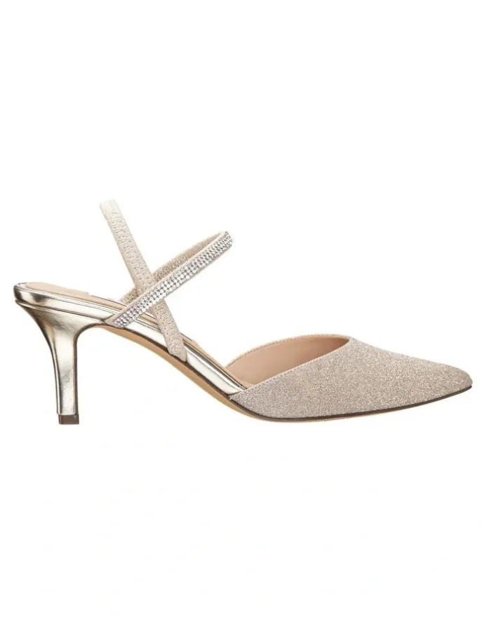 Nina Billie Heeled Shoes in Platino Vinyl Glitter