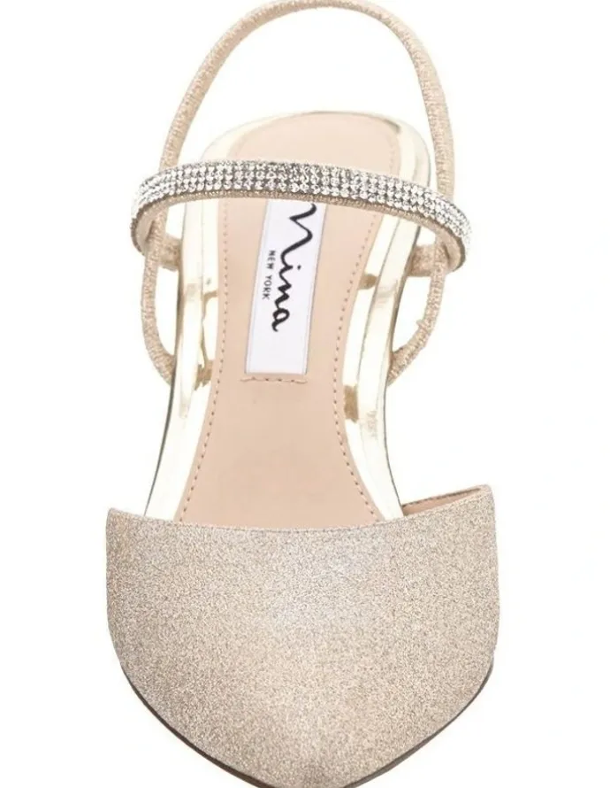 Nina Billie Heeled Shoes in Platino Vinyl Glitter