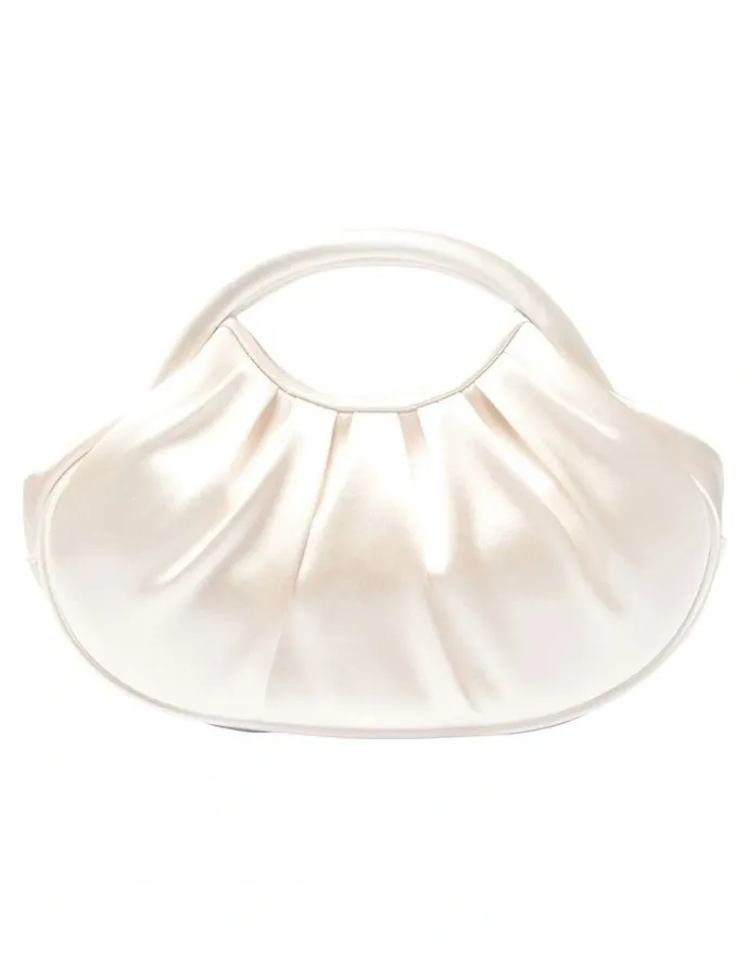 Nina Bren Evening Bag in Ivory Satin