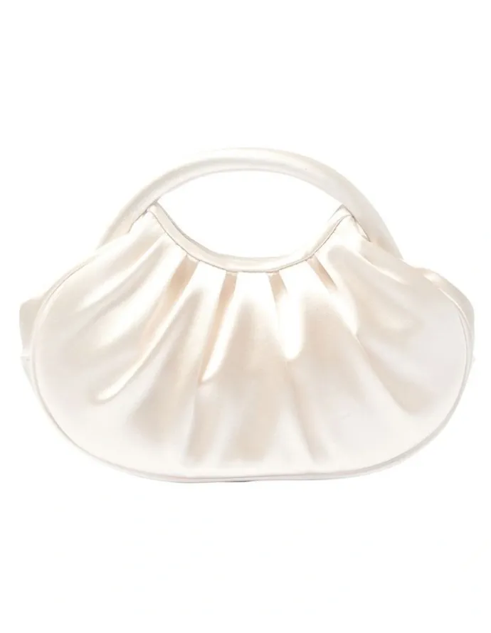 Nina Bren Evening Bag in Ivory Satin
