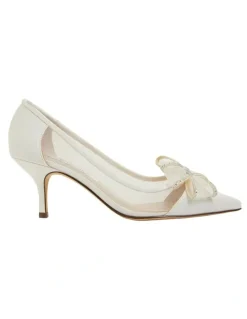 Nina Brite Ivory Satin Heeled Shoes