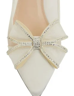 Nina Brite Ivory Satin Heeled Shoes