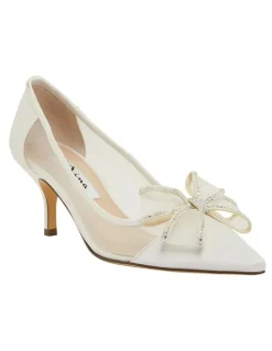 Nina Brite Ivory Satin Heeled Shoes