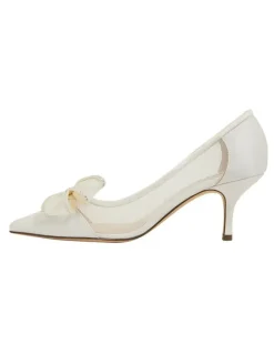 Nina Brite Ivory Satin Heeled Shoes