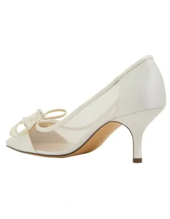 Nina Brite Ivory Satin Heeled Shoes