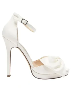 Nina Flosie Sandals In Ivory Lustre Satin