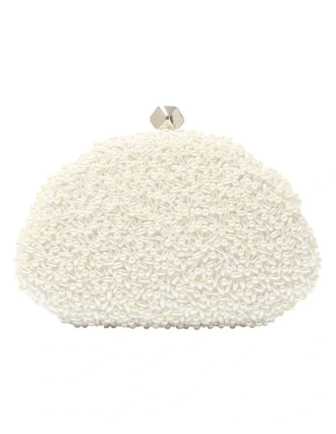 Nina Hera Evening Bag in Ivory Beads